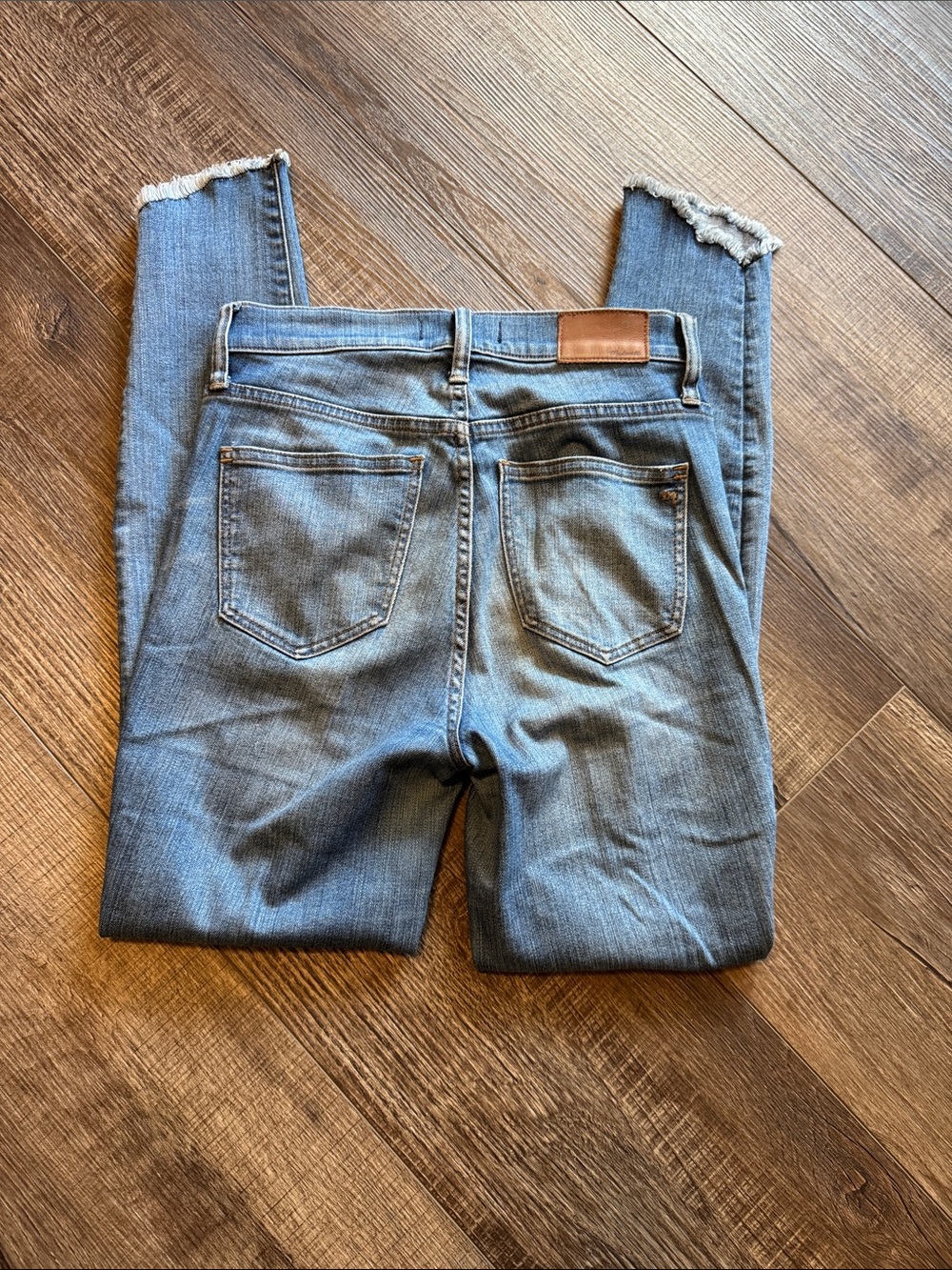 Madewell Light Blue 10 inch High Rise Skinny Jeans with Raw Fringe Hem